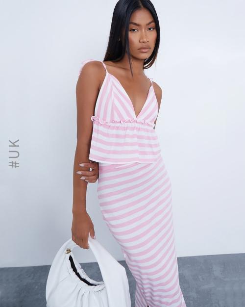 Striped Peplum Crop Top