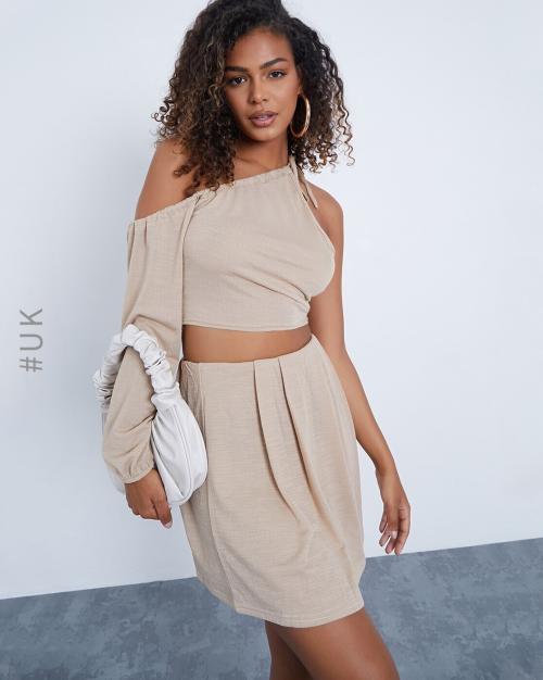 Pleated Flared Mini Skirt