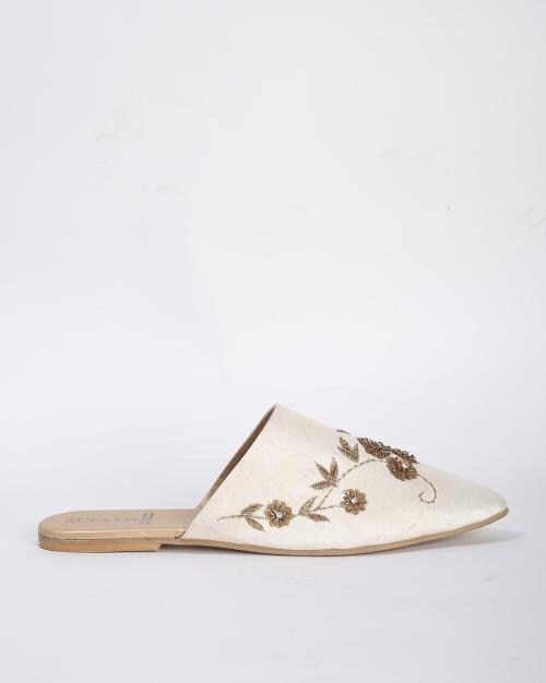 Embellished Pointed-Toe Mules