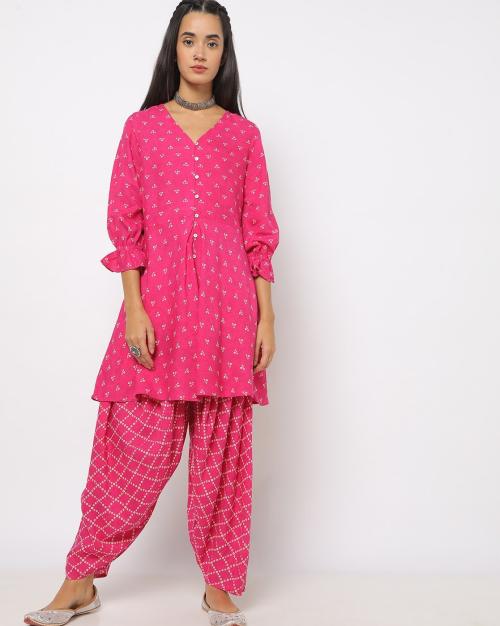 Bandhani Print Kurta Suit Set