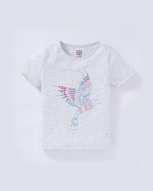 Bird Print Round-Neck T-shirt