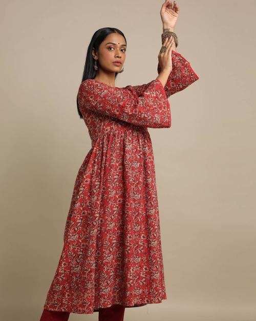 Floral Print Flared Kurta