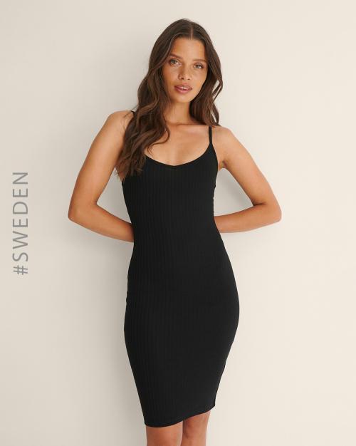 Scoop-Neck Bodycon Dress with Strappy Sleeves