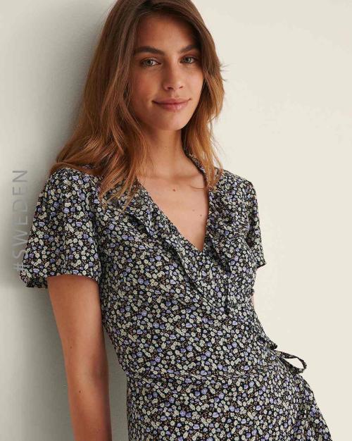 Floral Print Sheath Dress with Ruffles