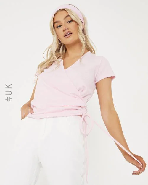 Buy Ribbed VNeck Wrap Top Online at Best Prices in India JioMart.