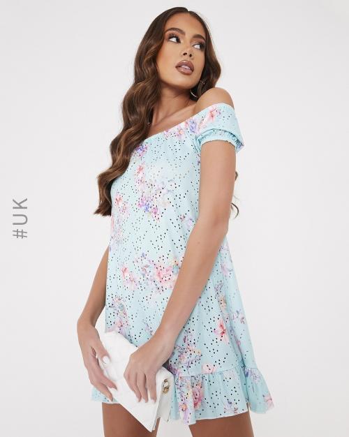 Schiffli Embroidered A-Line Dress