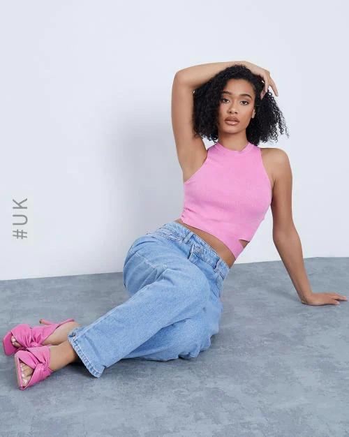 Ribbed Crew-Neck Crop Tank Top