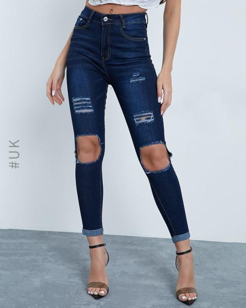 Lightly Washed Distressed Skinny Jeans