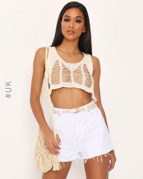 Knitted Round-Neck Crop Top