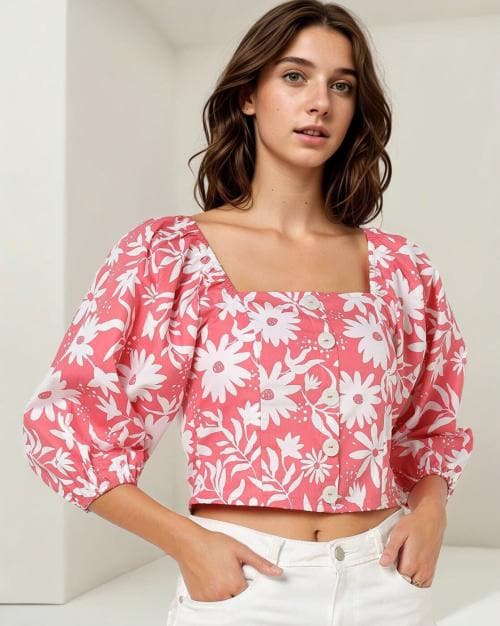 Floral Print Crop Top