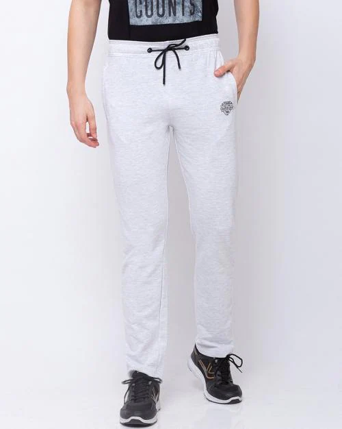 Men Heathered Straight Track Pants with Insert Pockets