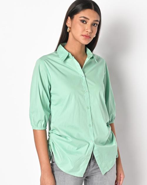 Cotton Shirt with Side Draw String Puller