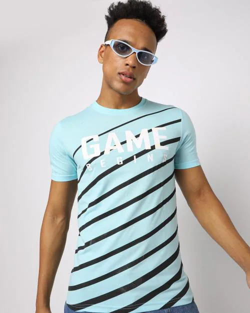 Buy Striped CrewNeck Slim Fit Tshirt Online at Best Prices in India