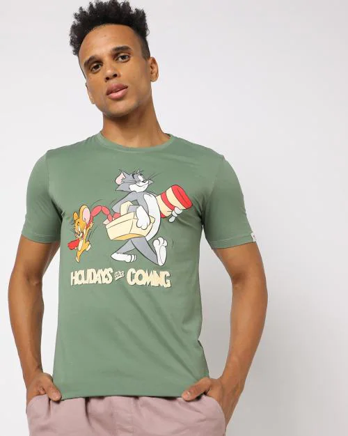 Tom & Jerry Crew-Neck Slim Fit T-shirt