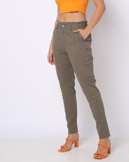 High-Waist Paperbag Tapered Pants
