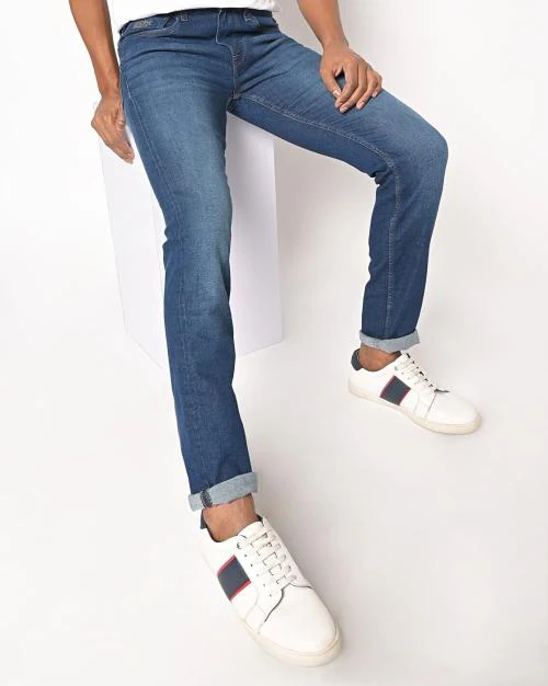 Lightly Washed Straight Fit Jeans