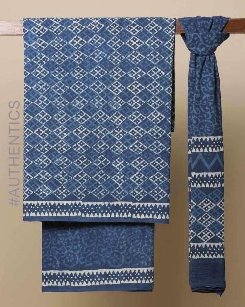Dabu Handblock Print Cotton 3-piece Dress Material