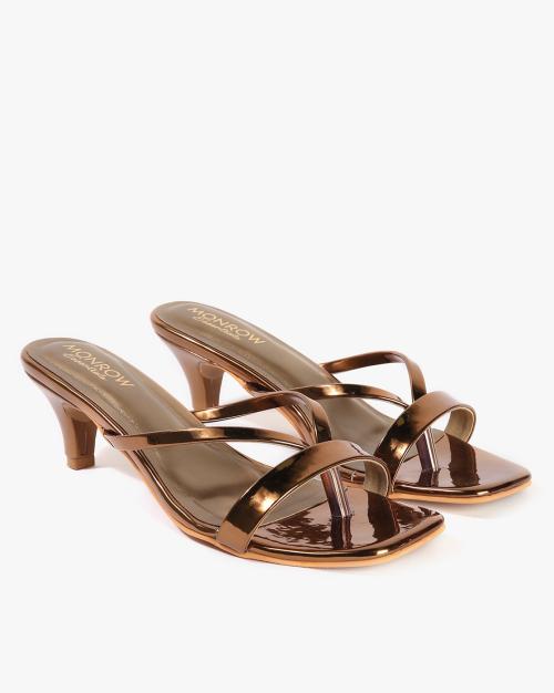 Metallic Strappy Kitten Heels