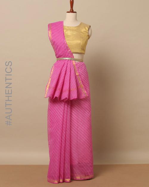 Leheriya Tie & Dye Kota Silk Cotton Saree with Zari Border