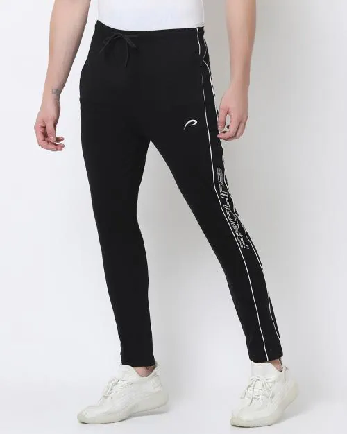 Buy Men Straight Fit Track Pants with Contrast Pipping Online at Best