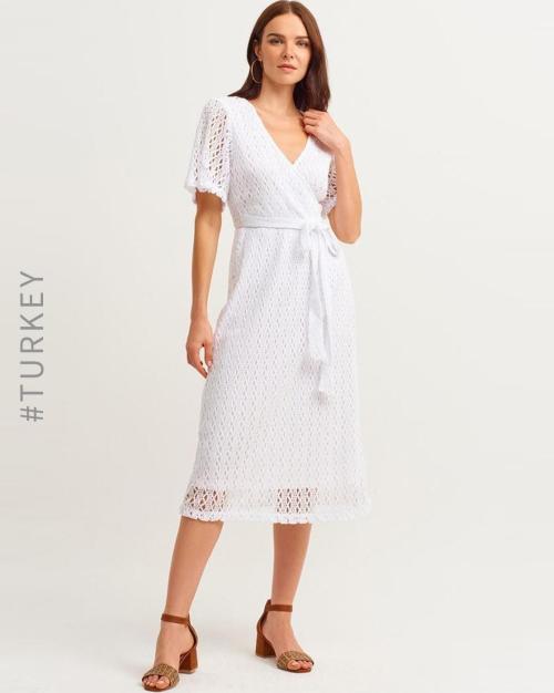 knitted Lace A-line Wrap Dress