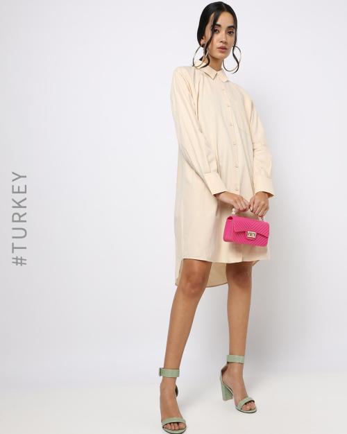 Cotton Shirt Dress with Patch Pocket