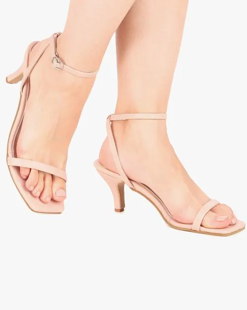 Kitten Heeled Sandals with Buckle Fastening
