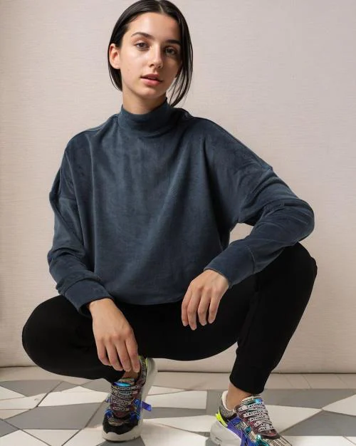 Velvet Drop-Shoulder Sweatshirt