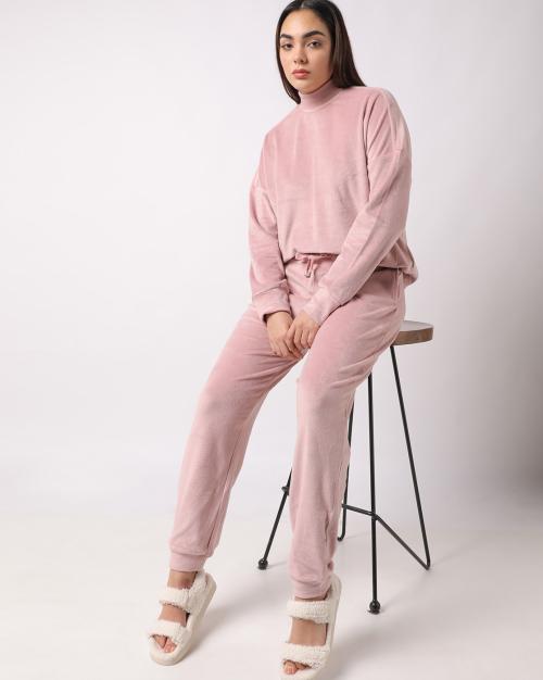 Women Velvet Joggers with Insert Pockets