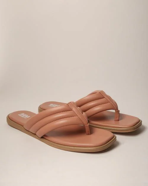 Quilted Thong-Strap Sandals