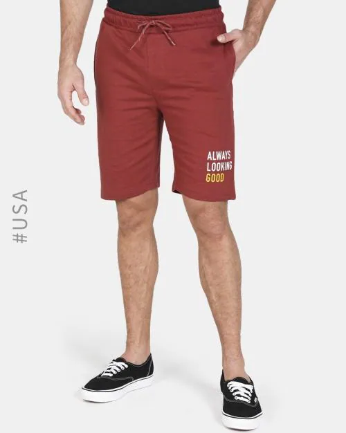 Typographic Print Knit Shorts