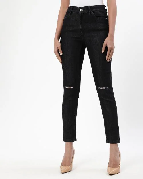 Knee-Slit Skinny Jeans