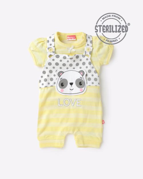 Panda Applique Dungaree with T-shirt