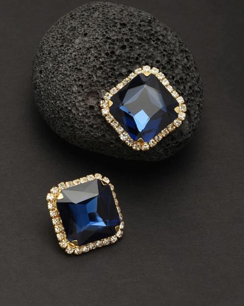 Stone & Diamonds Fusion Look Stud Earrings-ZPFK11418