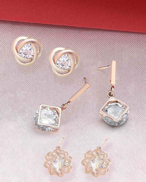 Set of 3 Contemporary Stud & Drop Earrings - ZPFK12813