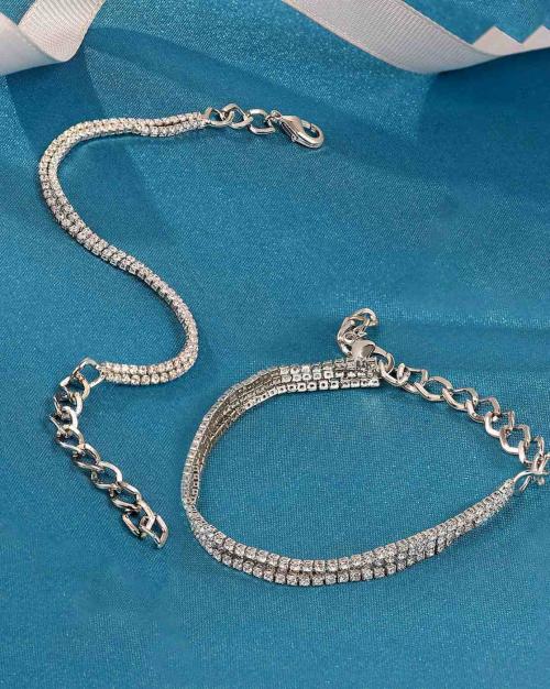 Set of 2 Cubic Zirconia Tennis Bracelets-ZPFK13467