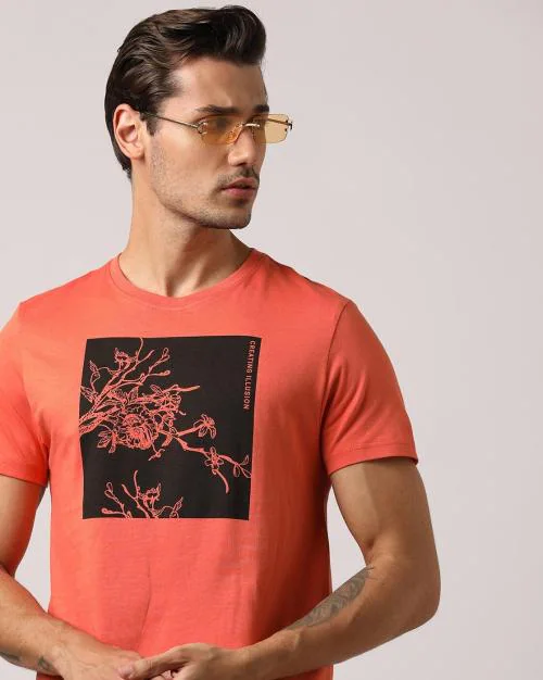 Graphic Print Slim Fit Crew-Neck T-Shirt