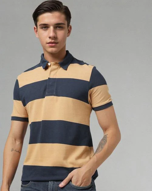 Striped Slim Fit Polo T-Shirt