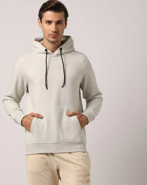 Typographic Print Hoodie with Kangaroo Pocket