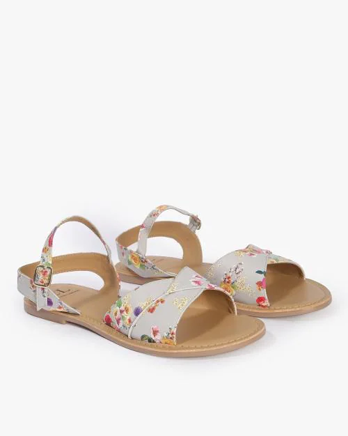 Buy Floral Print Slingback Flat Sandals Online at Best Prices in India ...