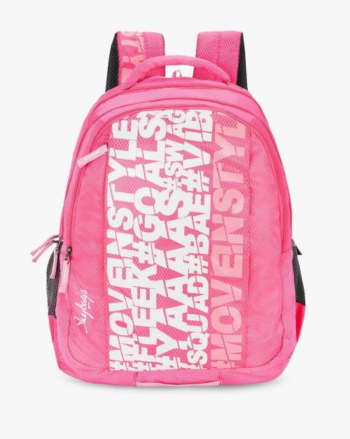 Typographic Print Backpack with Adjustable Straps