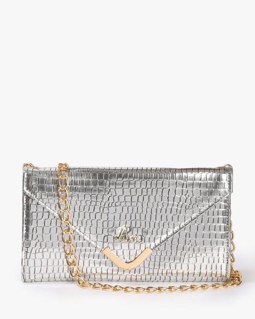 Reptilian Design Sling Bag with Chain Strap