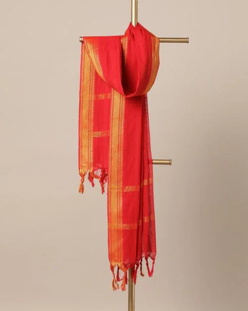 Mangalagiri Cotton Striped Dupatta with Tassels