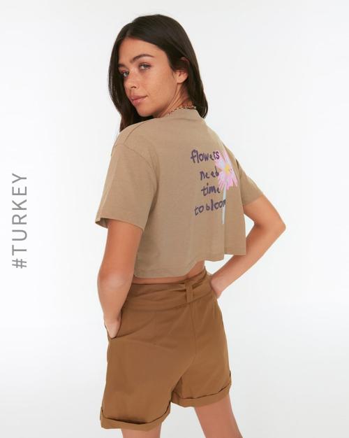 Printed High-Neck T-shirt