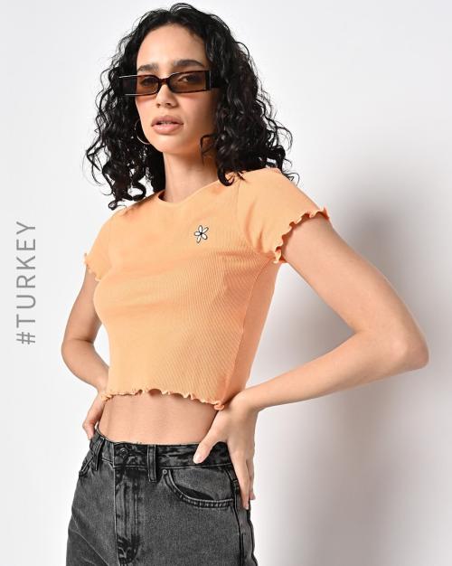 Knitted Top with Lettuce Hem