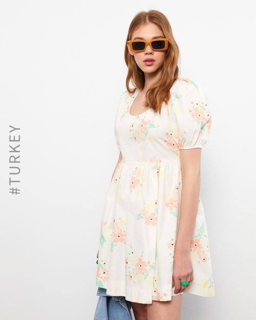 Floral Print Cotton Skater Dress JioMart