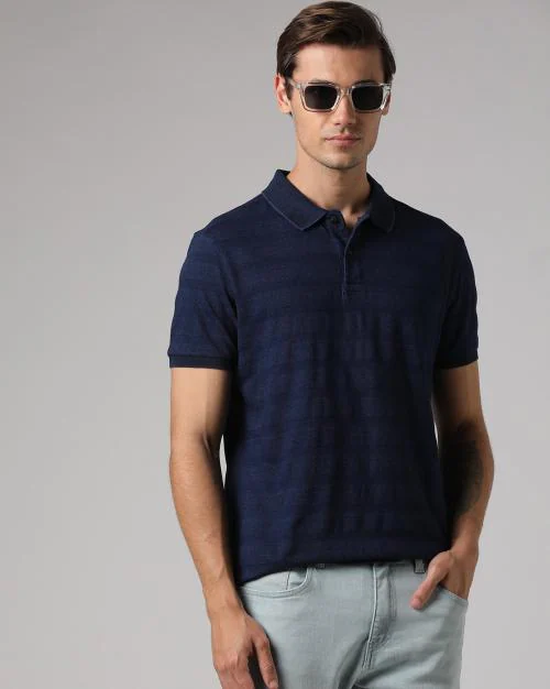 Buy Regular Fit Striped Polo T-Shirt Online at Best Prices in India ...