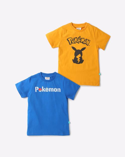 Pack of 2 Pokemon Print Round-Neck T-shirts