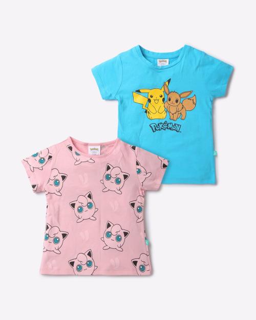 Pack of 2 Pokemon Print Crew-Neck T-shirt