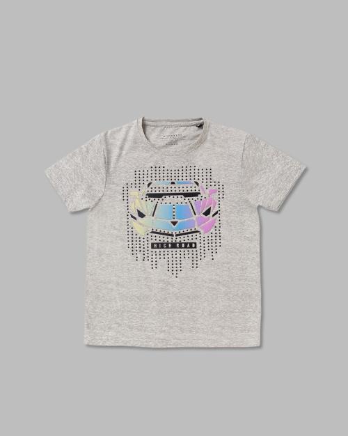 Emboss Print Round-Neck T-shirt